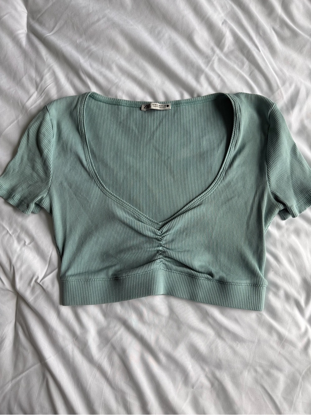Zara Ribbed Crop Top - teal